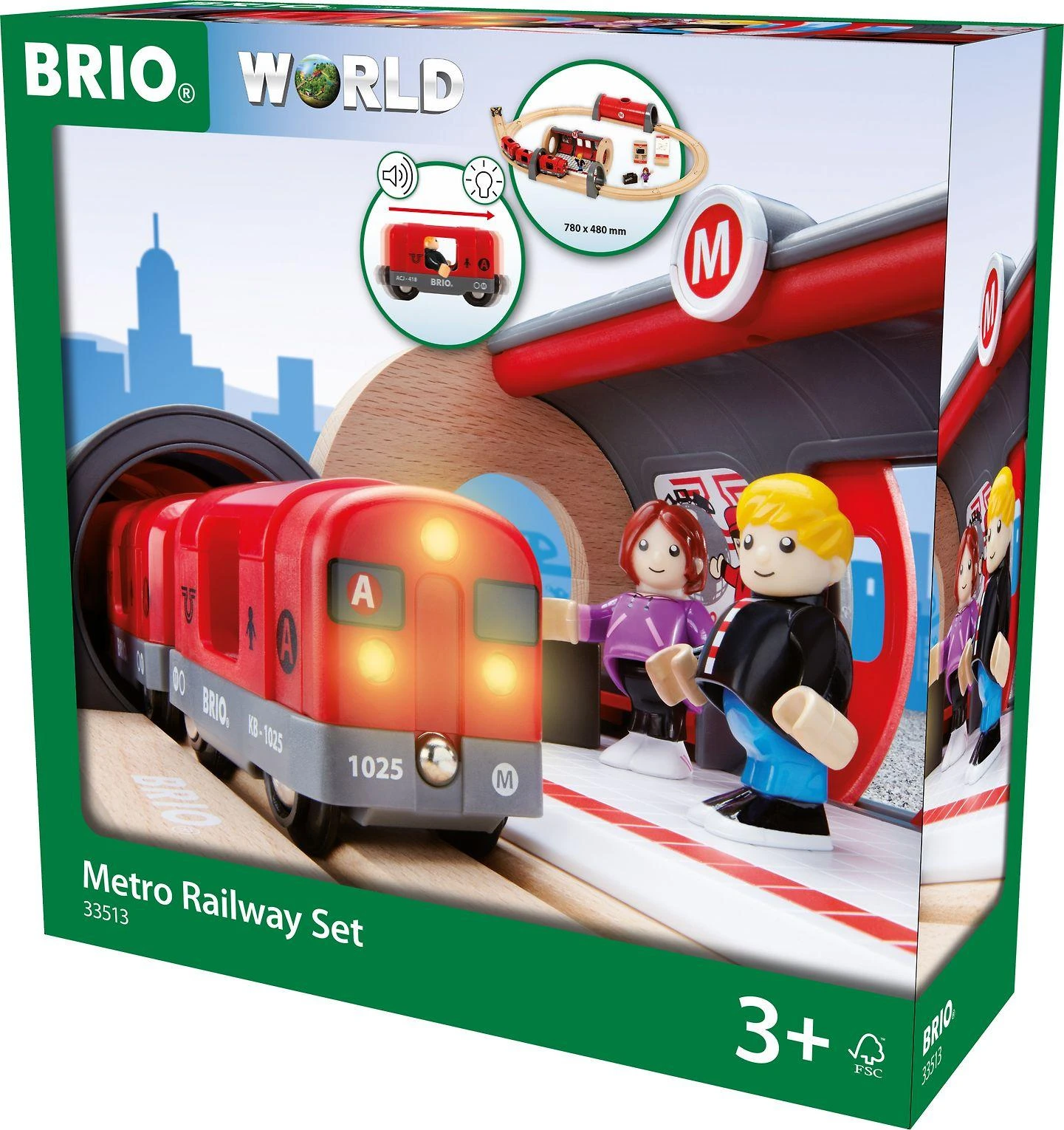 Brio Railway Brio rinkinys su traukinio bėgiais Metro railway, 33513