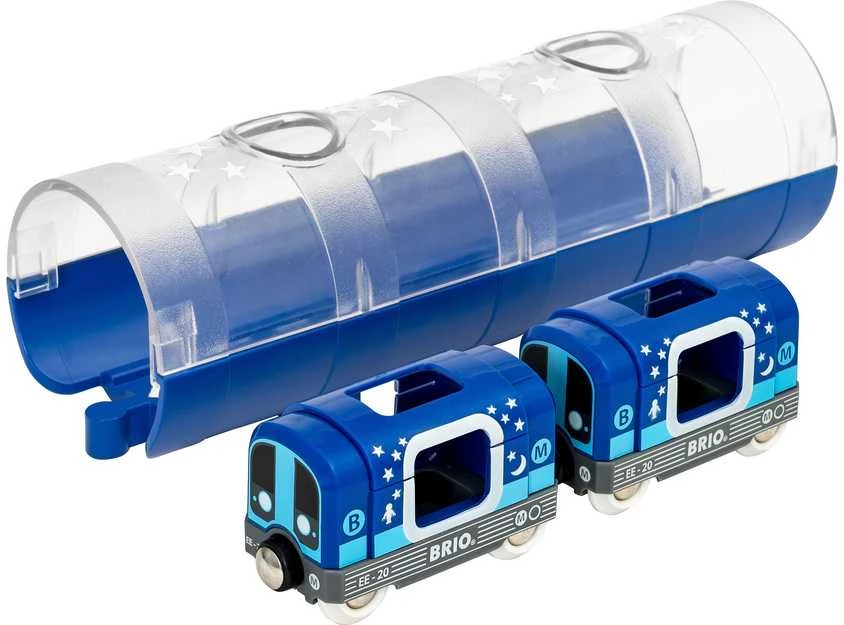 Brio Ravensburger Traukinukų rinkinys metro su tuneliu ir šviesos efektais