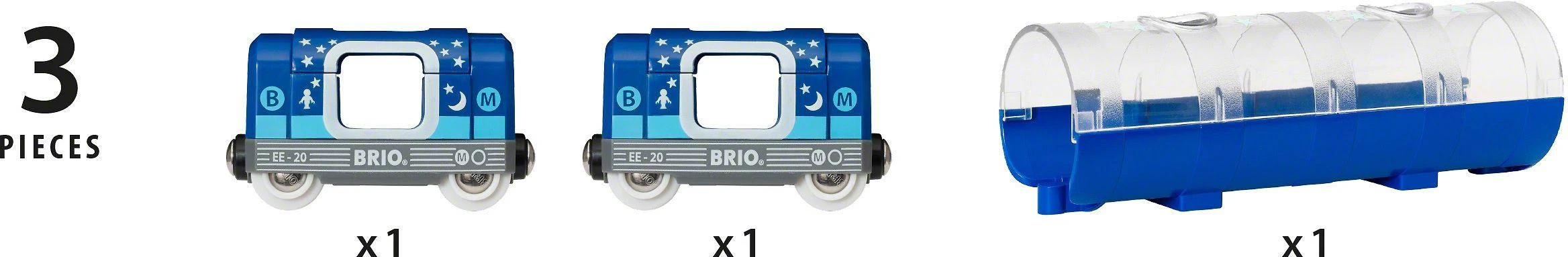 Brio Ravensburger Traukinukų rinkinys metro su tuneliu ir šviesos efektais