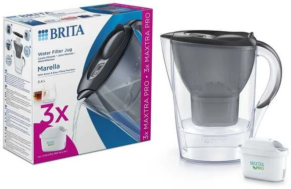 Brita Marella vandens filtro ąsotis - 2,4 l - pilka + 3x Maxtra PRO