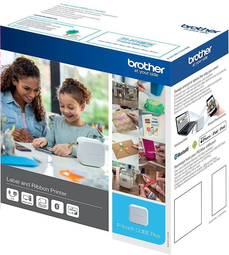 BROTHER PT-P710BTH CUBE PLUS, LABEL THERMO Spausdintuvas PORTABLE, USB, BT (Baltas)