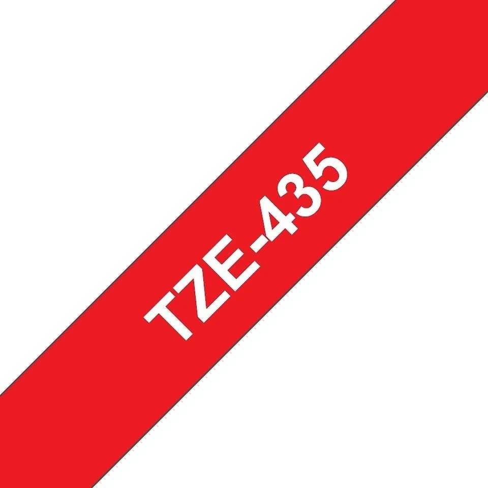 Brother | TZe-435 Laminated Tape | Baltas on Raudona | TZe | 8 m | 1.2 cm