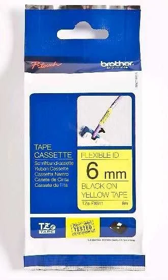 Brother | TZe-FX611 Flexible ID Laminated Tape | Juodas on Geltona | TZe | 8 m | 6 cm