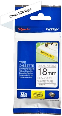 Brother | TZe-S241 Strong Adhesive Laminated Tape | Juodas on Baltas | TZe | 8 m | 1.8 cm