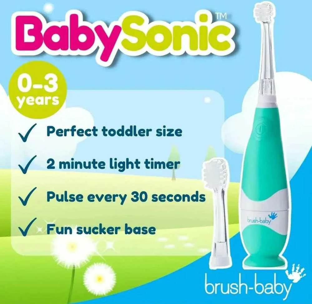Brush Baby ŠEPETĖLIS BABY_Baby Sonic sonic dantų šepetėlis 0-3l Sea