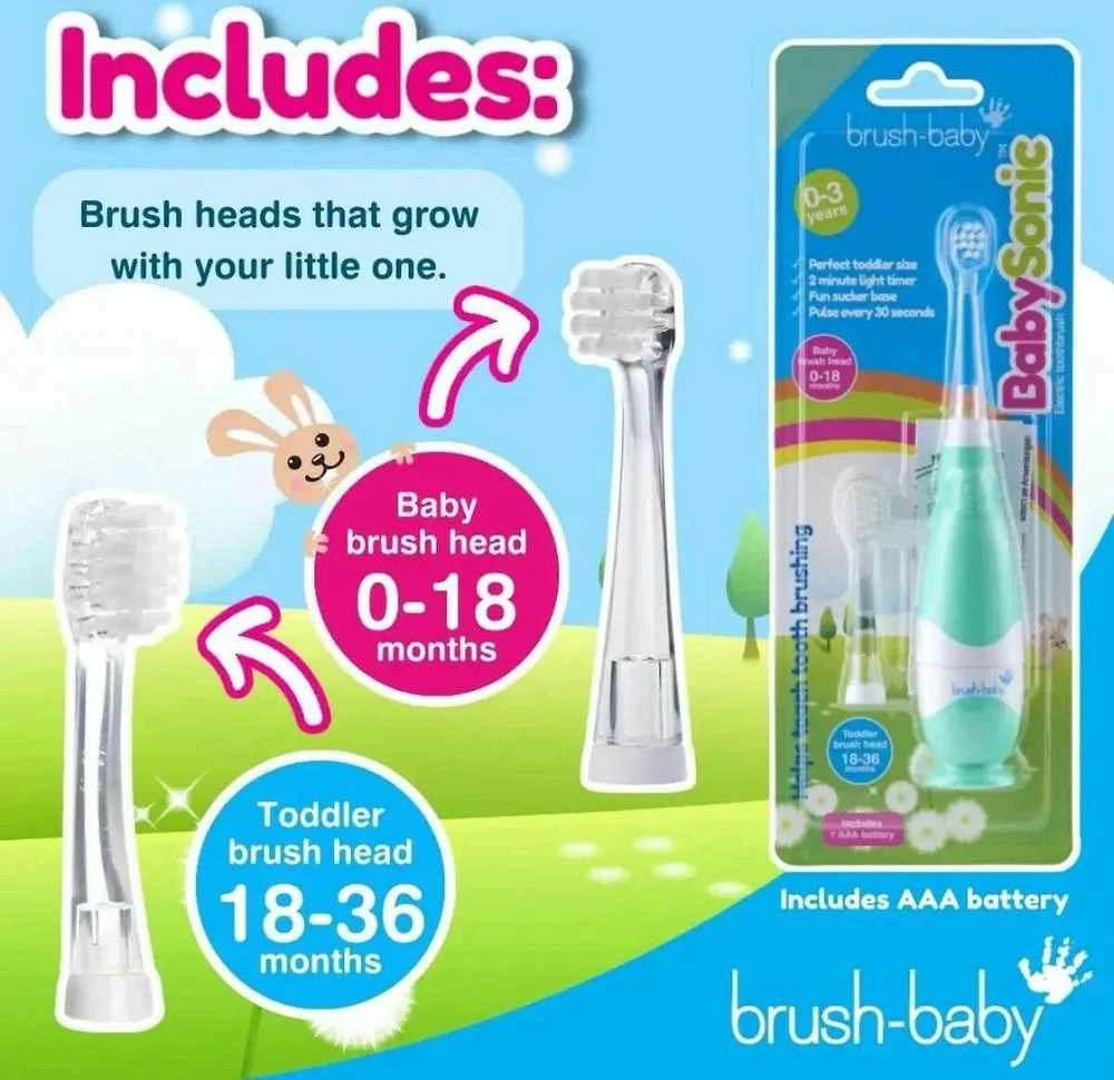 Brush Baby ŠEPETĖLIS BABY_Baby Sonic sonic dantų šepetėlis 0-3l Sea