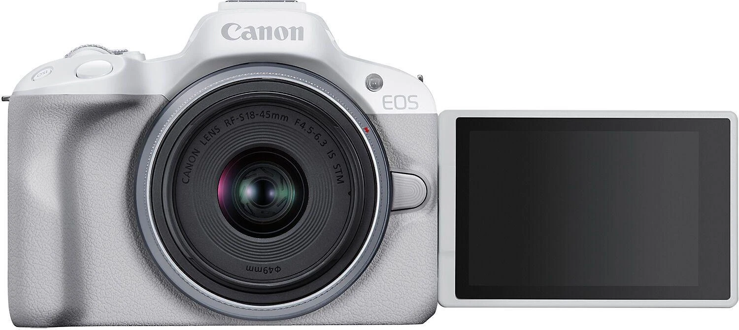 „Canon“ | EOS R50 WH + RF-S 18-45mm F4.5-6.3 IS STM (SIP) | 24,2 megapikselių | Vaizdo stabilizatorius | ISO jautrumas (maks.) 32000 | Ekrano įstrižainė 2,95 colio | „Wi-Fi“ | Vaizdo įrašymas | Automatinis, rankinis | CMOS | Baltas