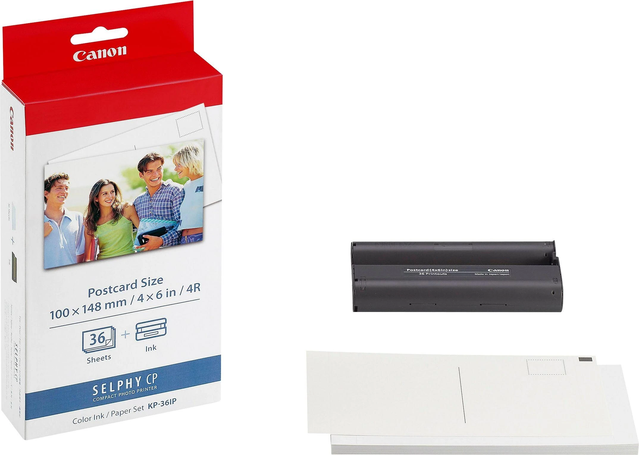 CANON KP-36IP fotopopierius 100x148mm 36 lapų + spalvotas rašalas, skirtas Selphy CP atviruko dydžio