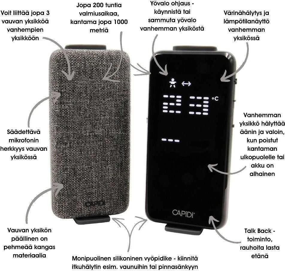 CAPiDi Chůvička BabyAlarm Premium Pilkas