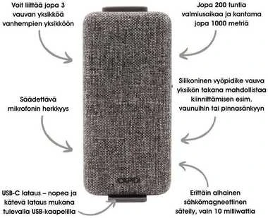 Capidi Premium -itkuhälyttimen lisävauvauyksikkö, harmaa
