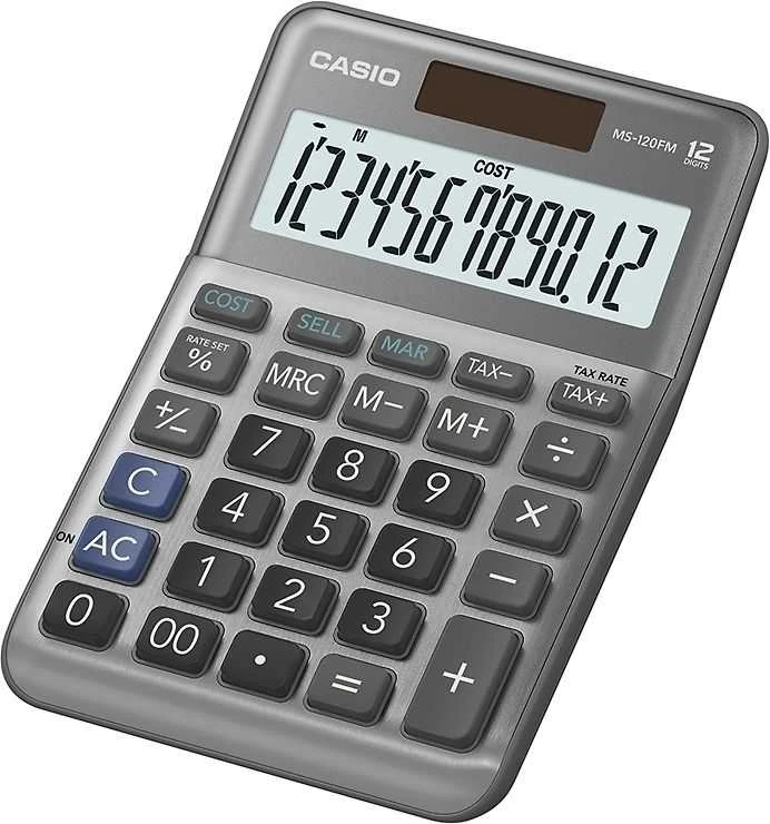 Stalinis skaičiuotuvas Casio MS-120FM su 12 skaitmenų ekranu