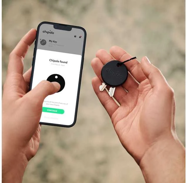 Chipolo POP – „Bluetooth“ sekiklis su keičiama baterija, skirtas „iOS“ ir „Android“, Juodas