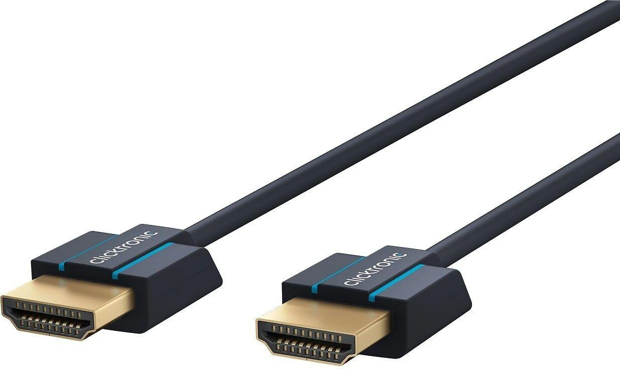 HDMI laidas su auksuotomis jungtimi ir juodais kištukais