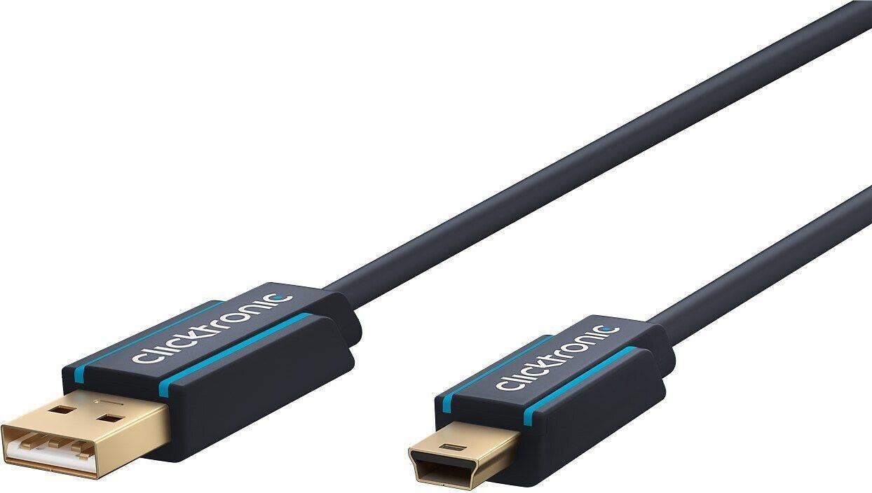 Clicktronic USB-A – miniUSB laidas, 1,8 m mėlynas (RB70127)