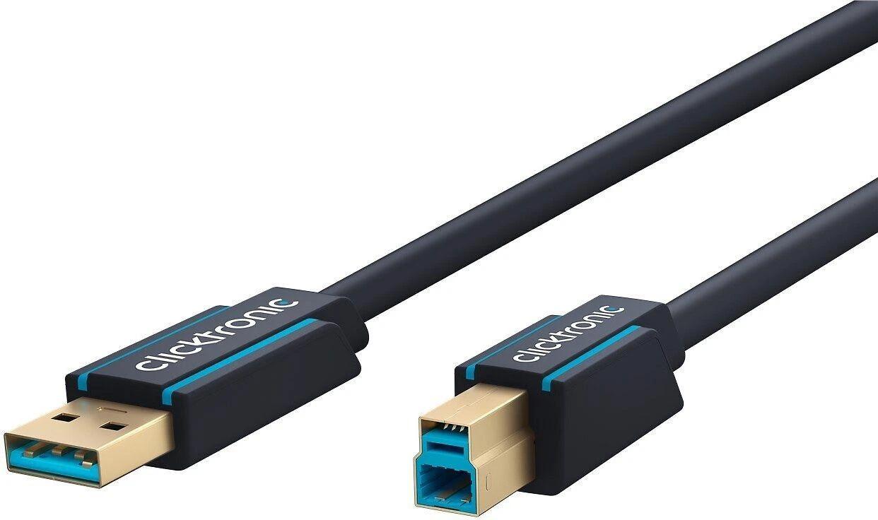 Kabelis USB Clicktronic USB-A - USB-B 3 m Mėlyna (RB70093)