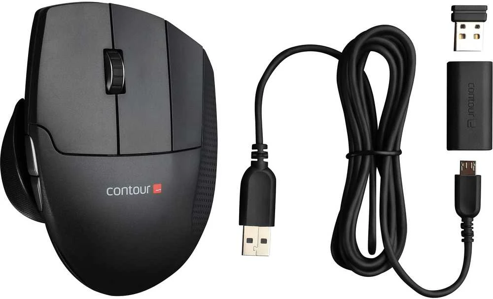 Carruzzo Contour Design Unimouse kompiuterinė pelė Biuras dešinei rankai RF belaidė + Bluetooth + USB Type-A Optinis 4000 DPI