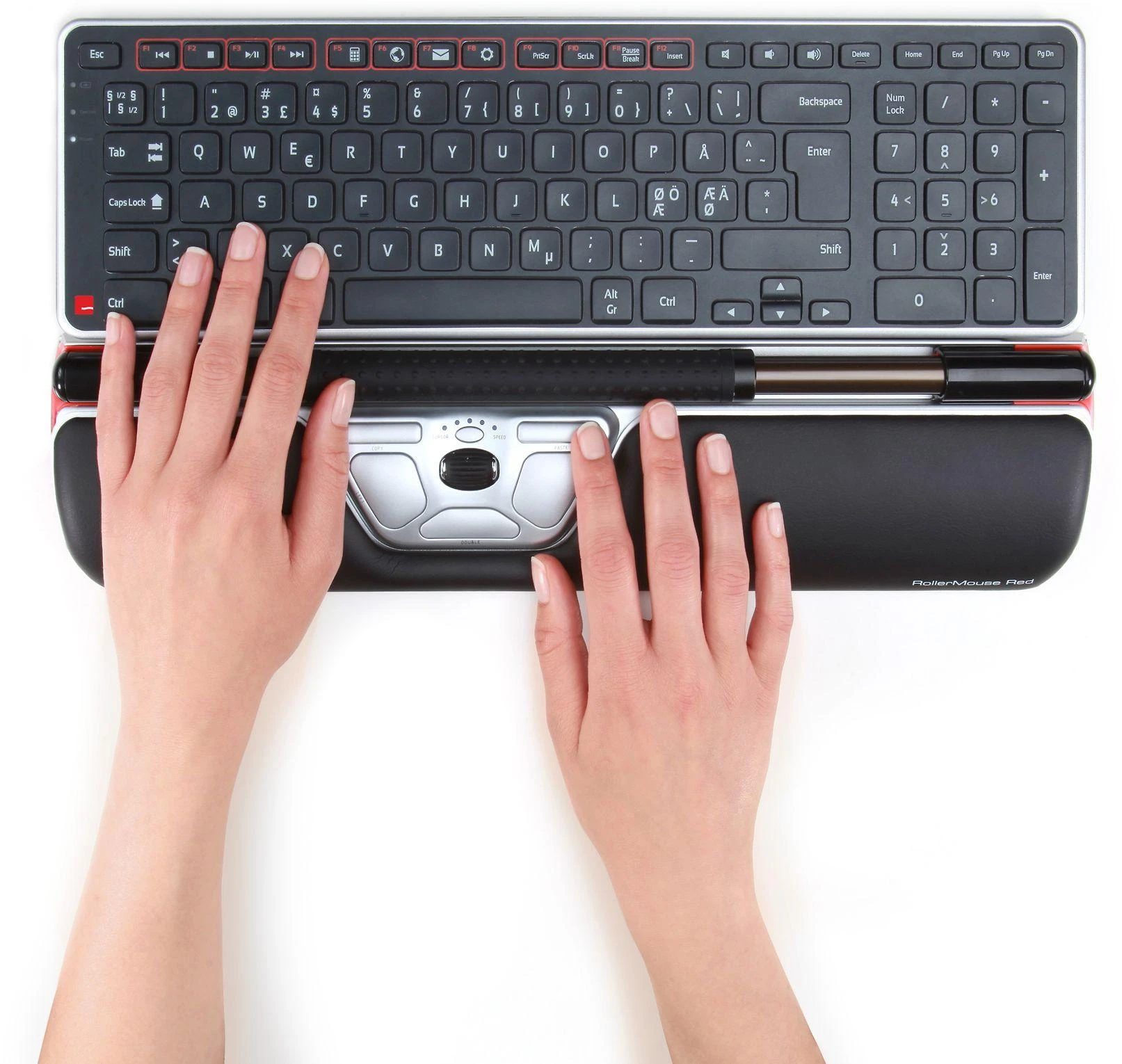Carruzzo Contour Design RollerMouse Raudona kompiuterinė pelė Biuras C tipo USB Optinis 2800 DPI