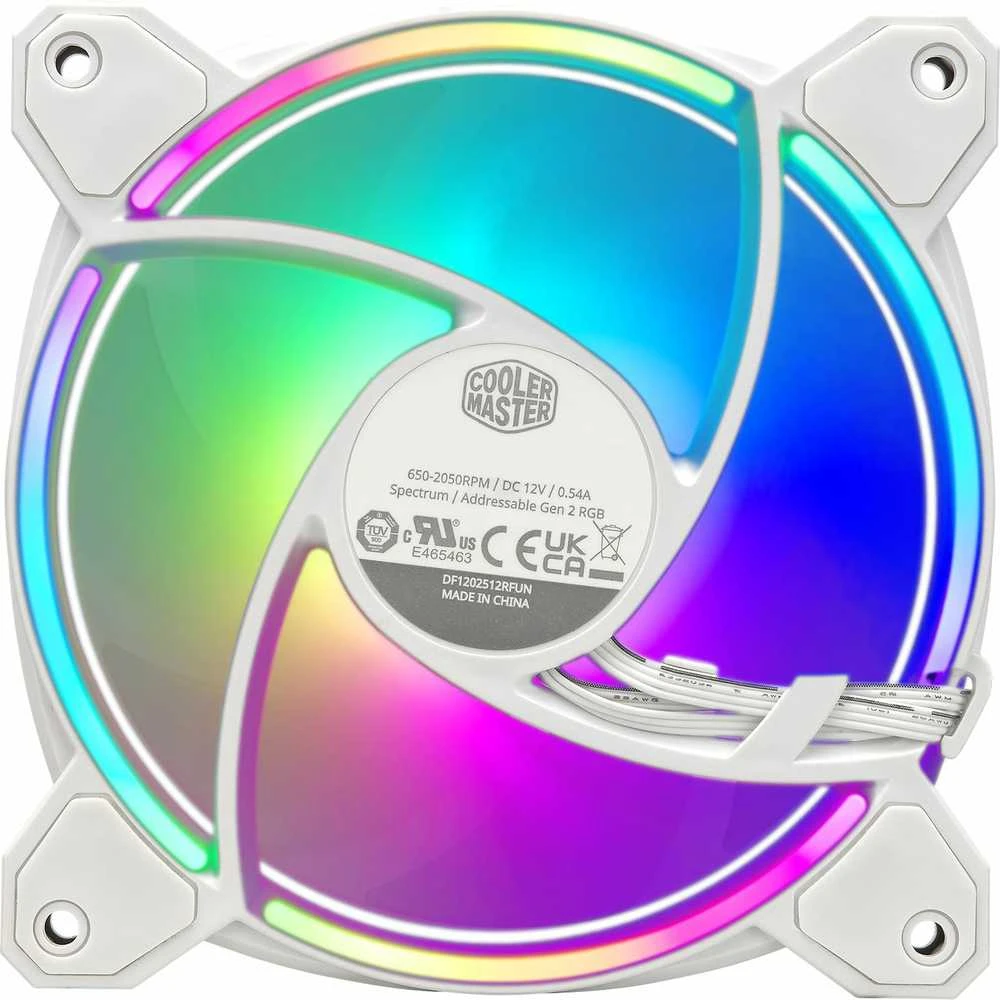 Cooler Master MasterFan MF120 Halo² baltas 3in1, Ventiliatorius, 12 cm, 0 aps./min., 2050 aps./min., Baltas