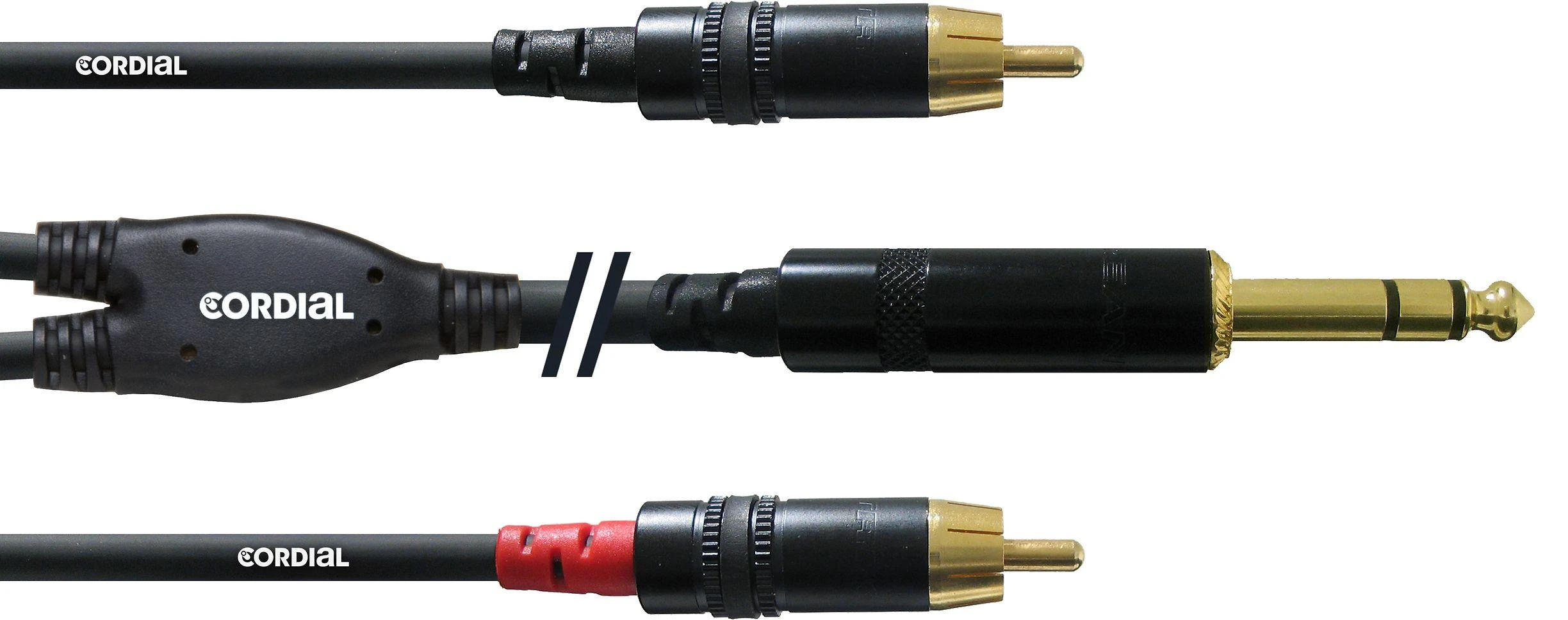 Cordial 6,3 mm į 2xRCA kabelio jungtys