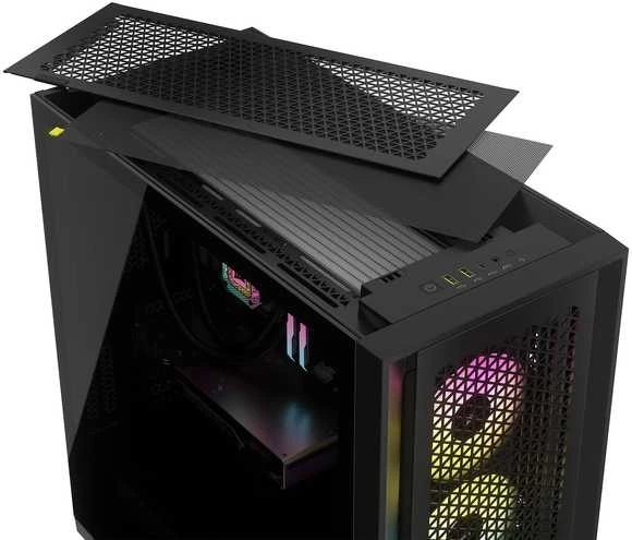 „Corsair Frame 5000D RS ARGB“ korpusas, vidutinio dydžio bokštas, E-ATX, RGB, grūdintas stiklas – Juodas