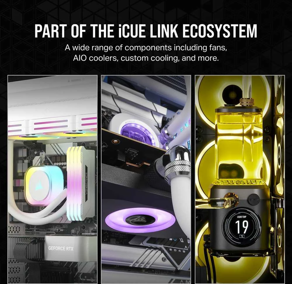 CORSAIR iCUE LINK QX140 RGB Baltas 140 mm magnetinio kupolo ventiliatorius, vienas