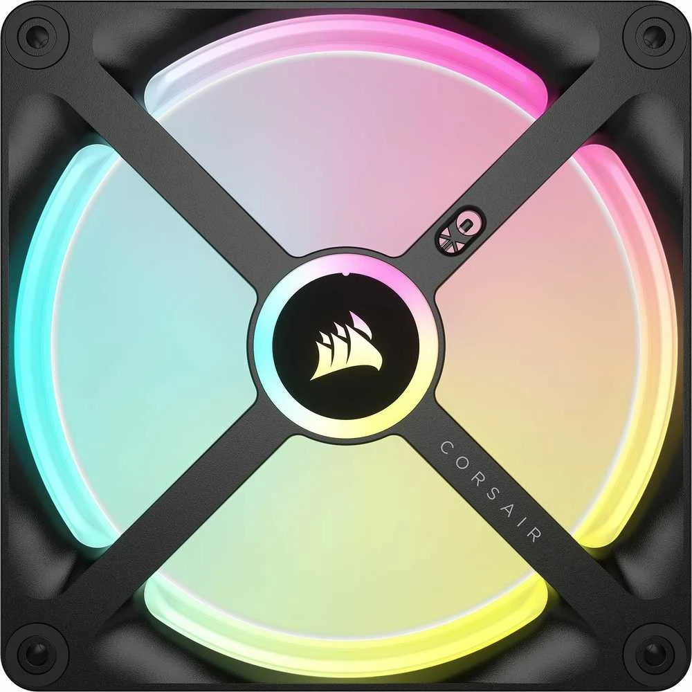 Corsair iCUE LINK QX140 RGB Series, PWM korpuso ventiliatorius, 2er Pack su RGB valdikliu- 140mm, juodos spalvos, Starter Kit