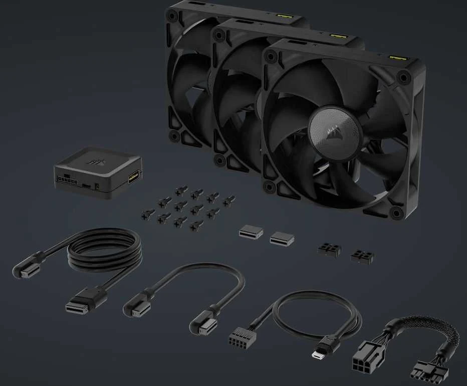 Corsair iCUE LINK RX120 Series, PWM korpuso ventiliatorius 3er Pack - 120 mm, juodos spalvos