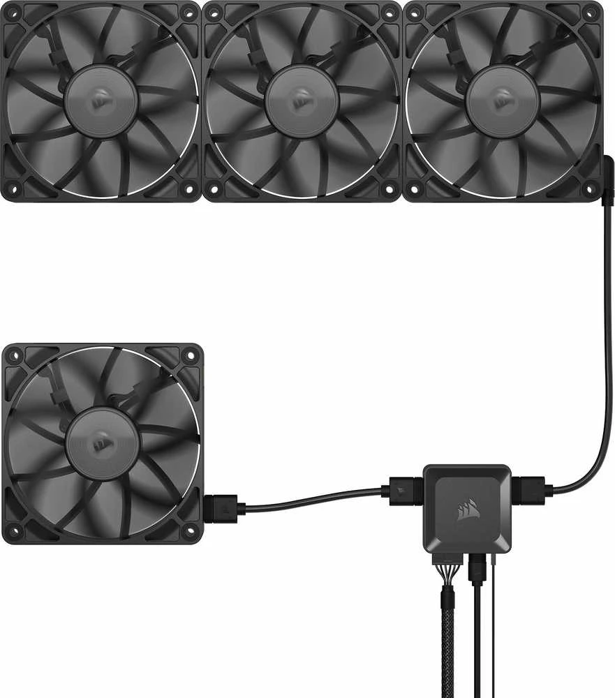 Corsair iCUE LINK RX120 Series, PWM korpuso ventiliatorius 3er Pack - 120 mm, juodos spalvos
