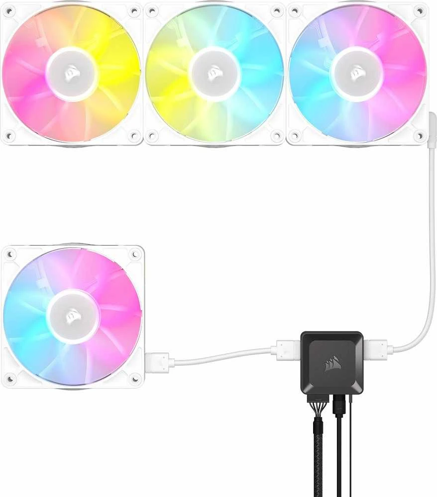 „Corsair iCUE LINK RX120 RGB“ serijos PWM ventiliatorius, 120 mm, baltas