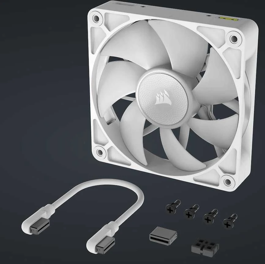 „Corsair iCUE LINK RX120 RGB“ serijos PWM ventiliatorius, 120 mm, baltas