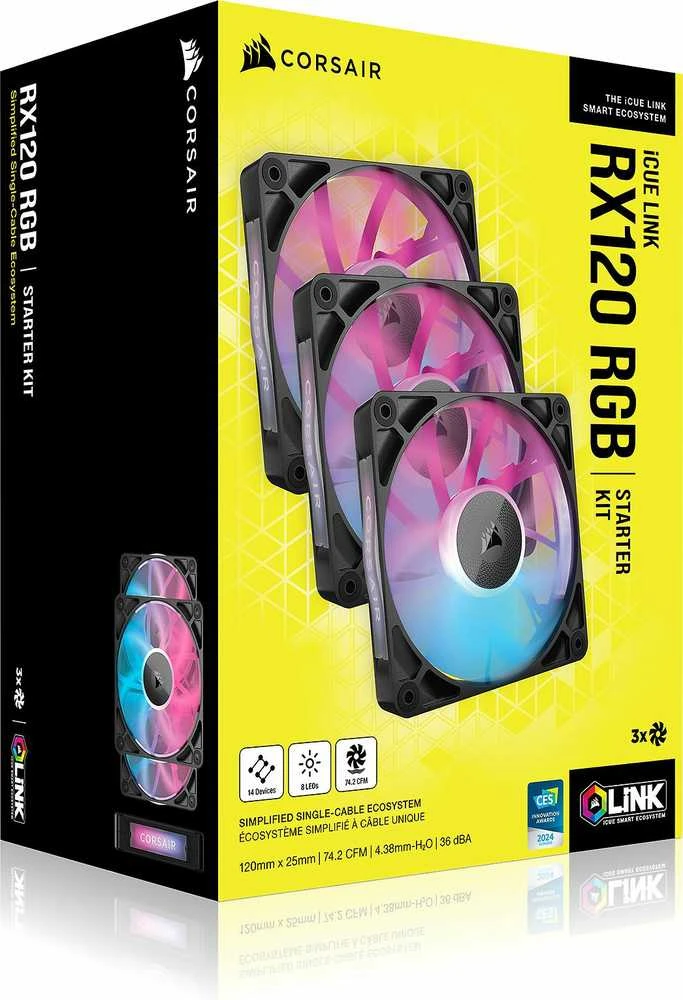 Corsair iCUE LINK RX120 RGB Juodas – 3 pakuotės CO-9051018-WW