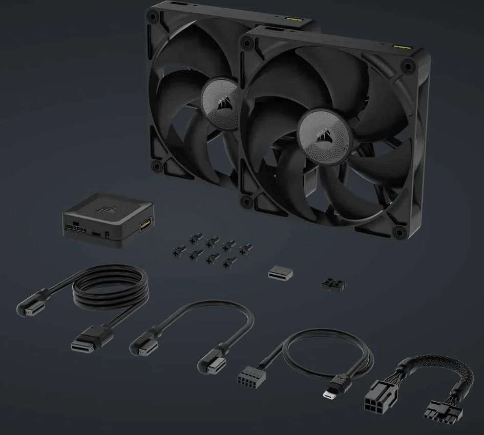 Corsair iCUE LINK RX140 Series, PWM korpuso ventiliatorius 2er Pack – 140mm, juodos spalvos