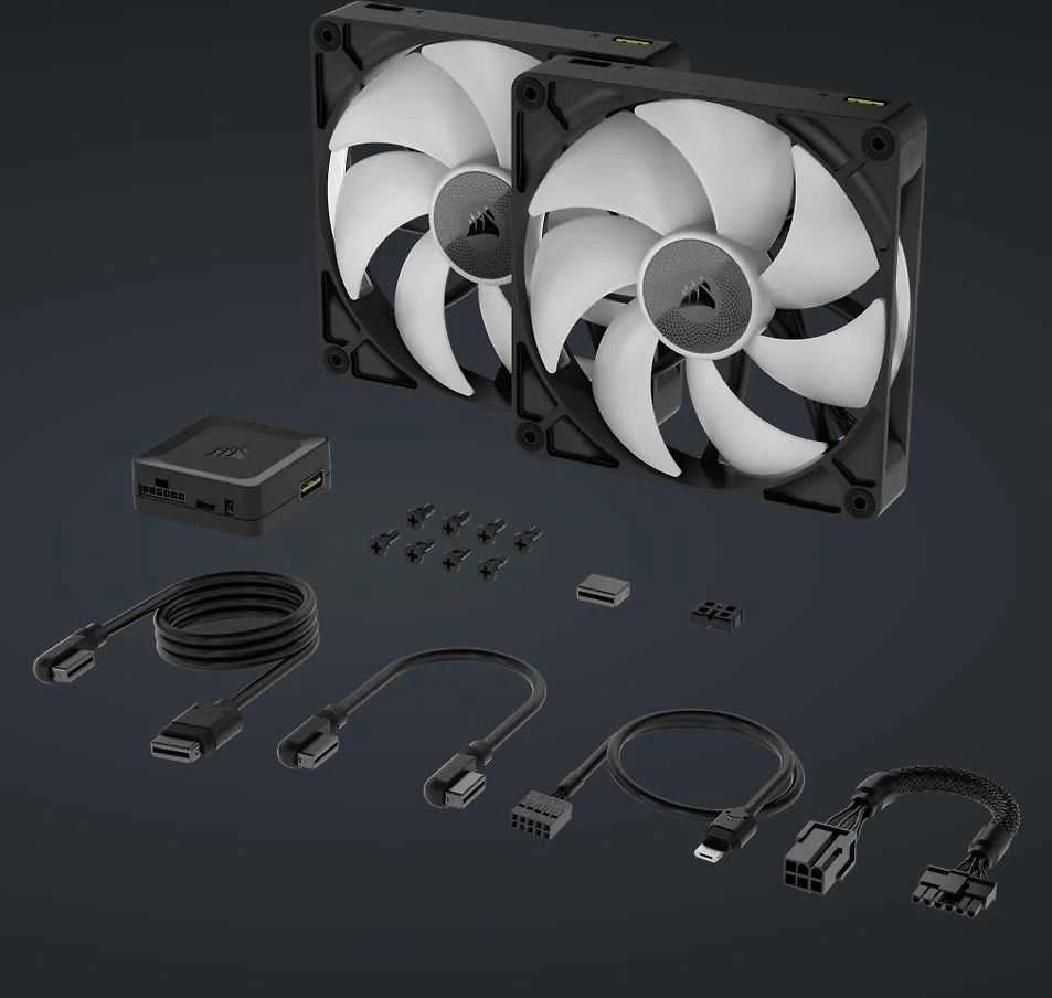 Corsair iCUE LINK RX140 RGB Series, PWM korpuso ventiliatorius 2er Pack – 140mm, juodos spalvos