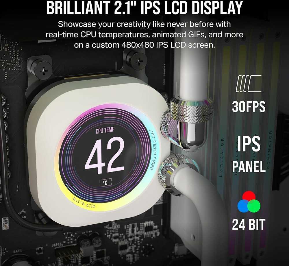 Corsair CPU vandens blokas XC7 ELITE LCD Baltas