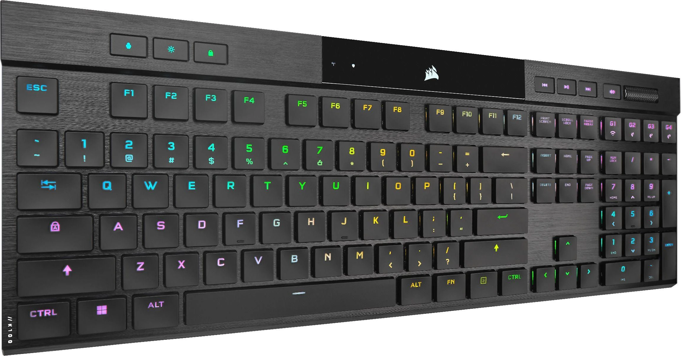Corsair Klaviatūra | K100 AIR | Mechaninė klaviatūra žaidimams | Wireless/su laidu | Nordic | Bluetooth | Juodas | USB Type-A | CHERRY MX Ultra LP TACTILE