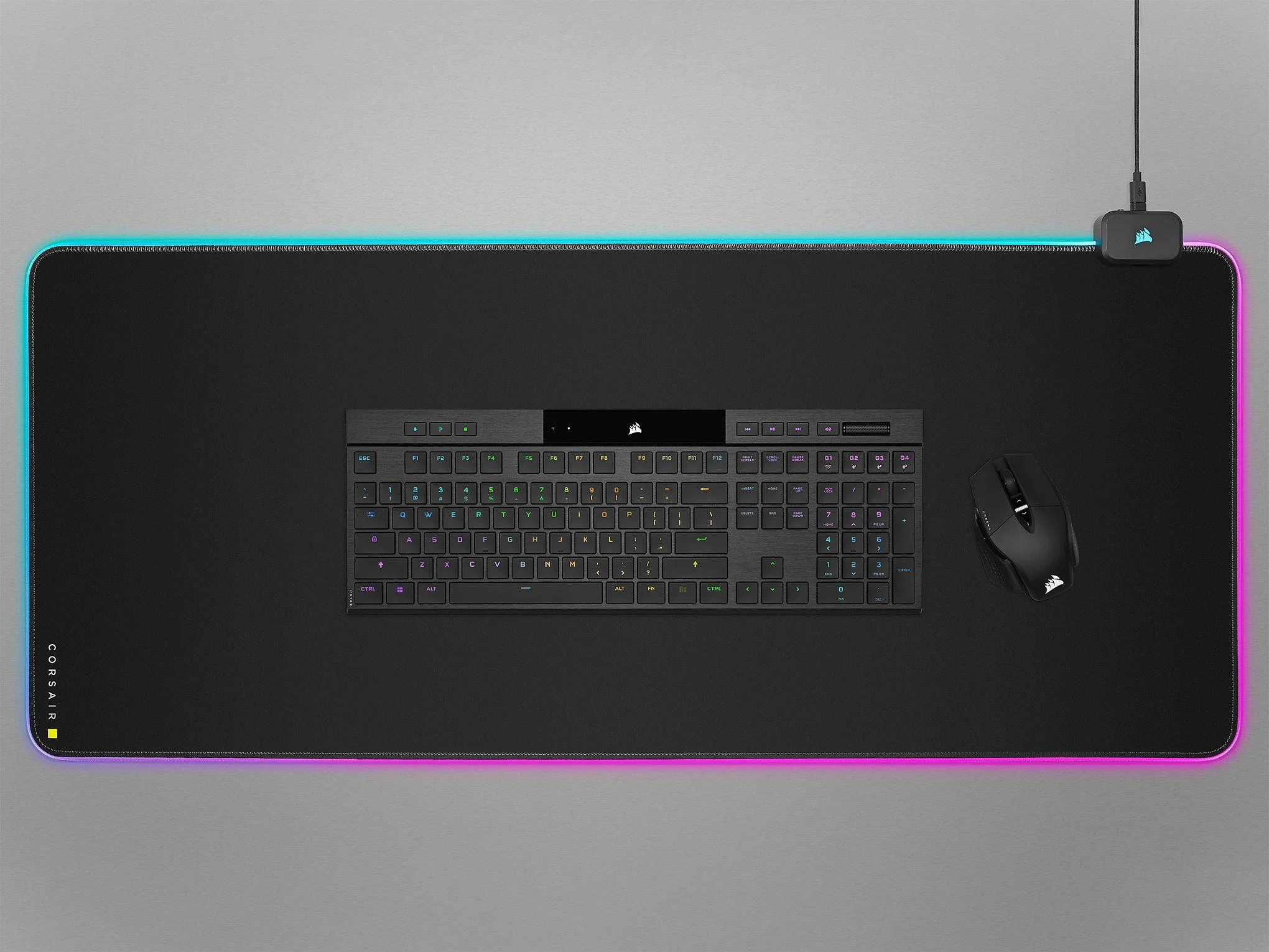 Corsair Klaviatūra | K100 AIR | Mechaninė klaviatūra žaidimams | Wireless/su laidu | Nordic | Bluetooth | Juodas | USB Type-A | CHERRY MX Ultra LP TACTILE