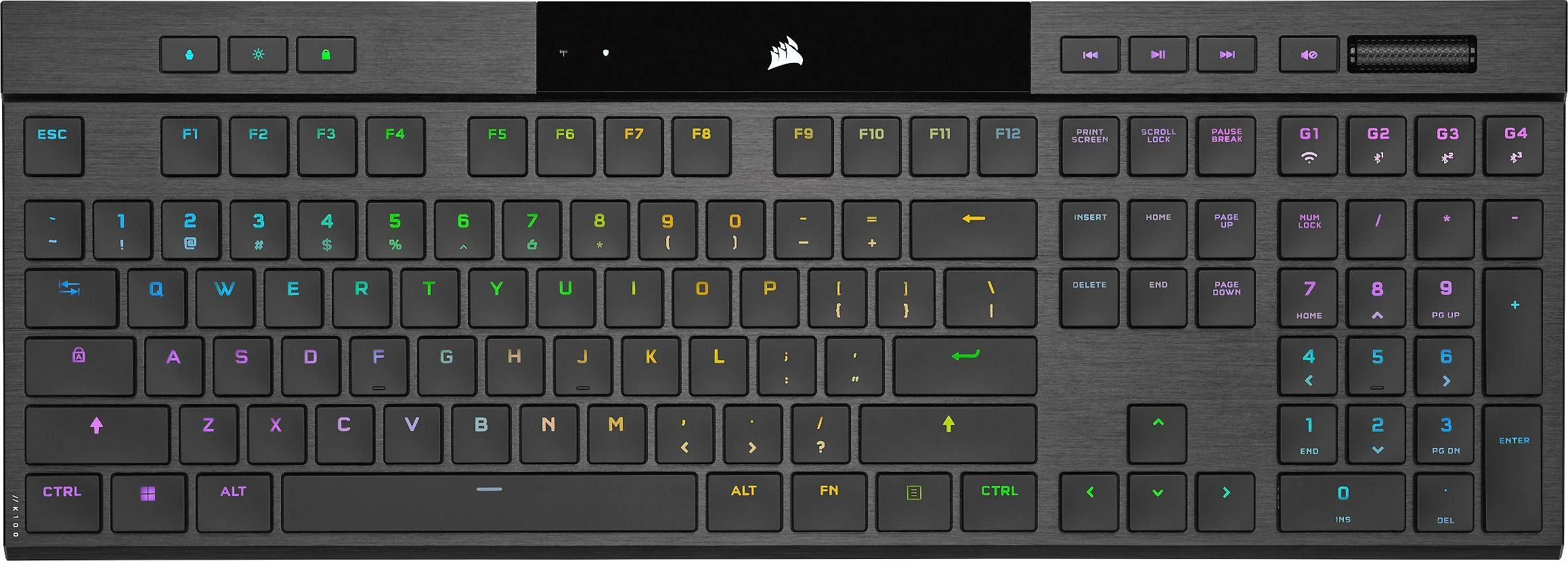 Corsair Klaviatūra | K100 AIR | Mechaninė klaviatūra žaidimams | Wireless/su laidu | Nordic | Bluetooth | Juodas | USB Type-A | CHERRY MX Ultra LP TACTILE