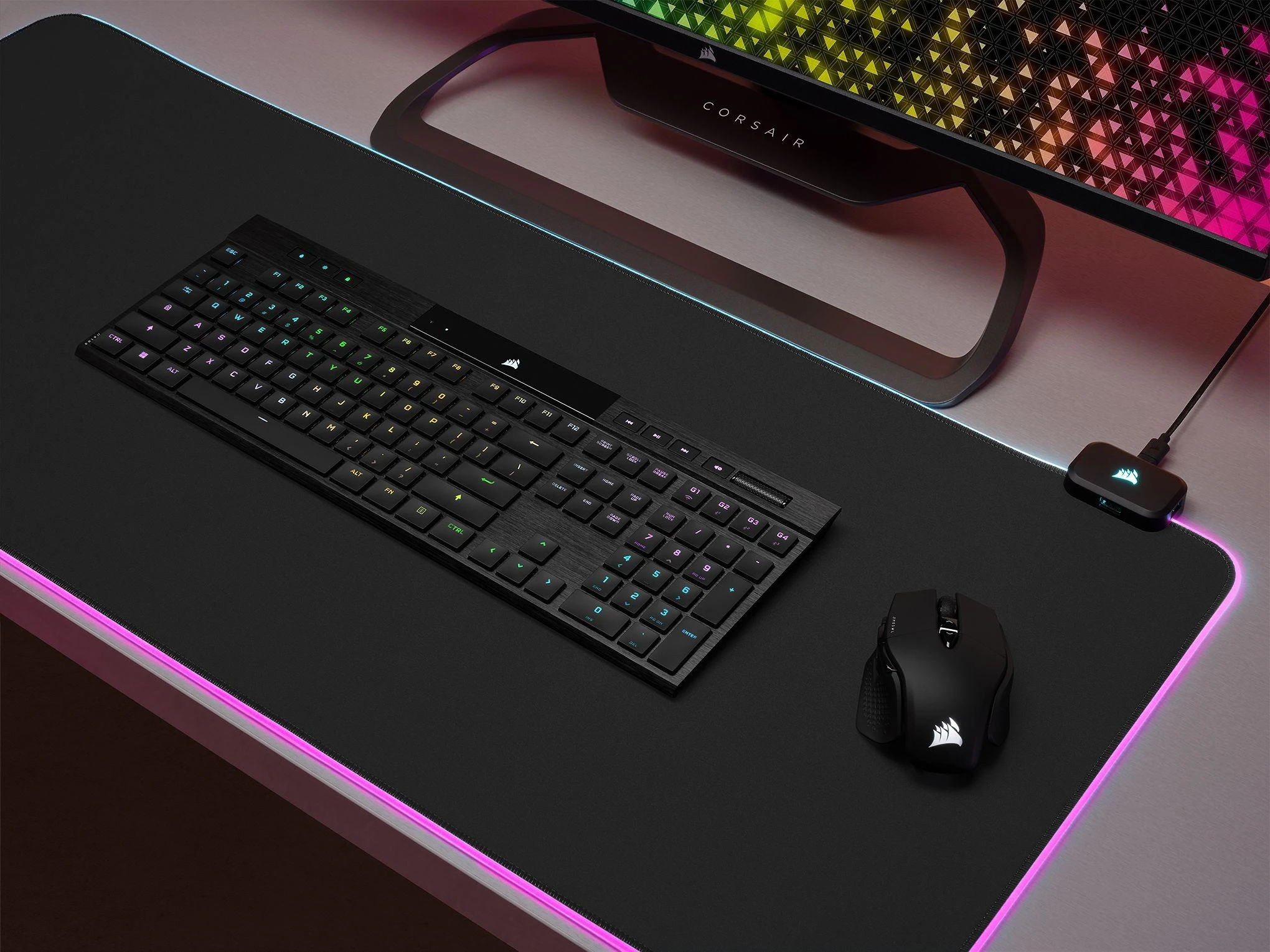 Corsair Klaviatūra | K100 AIR | Mechaninė klaviatūra žaidimams | Wireless/su laidu | Nordic | Bluetooth | Juodas | USB Type-A | CHERRY MX Ultra LP TACTILE