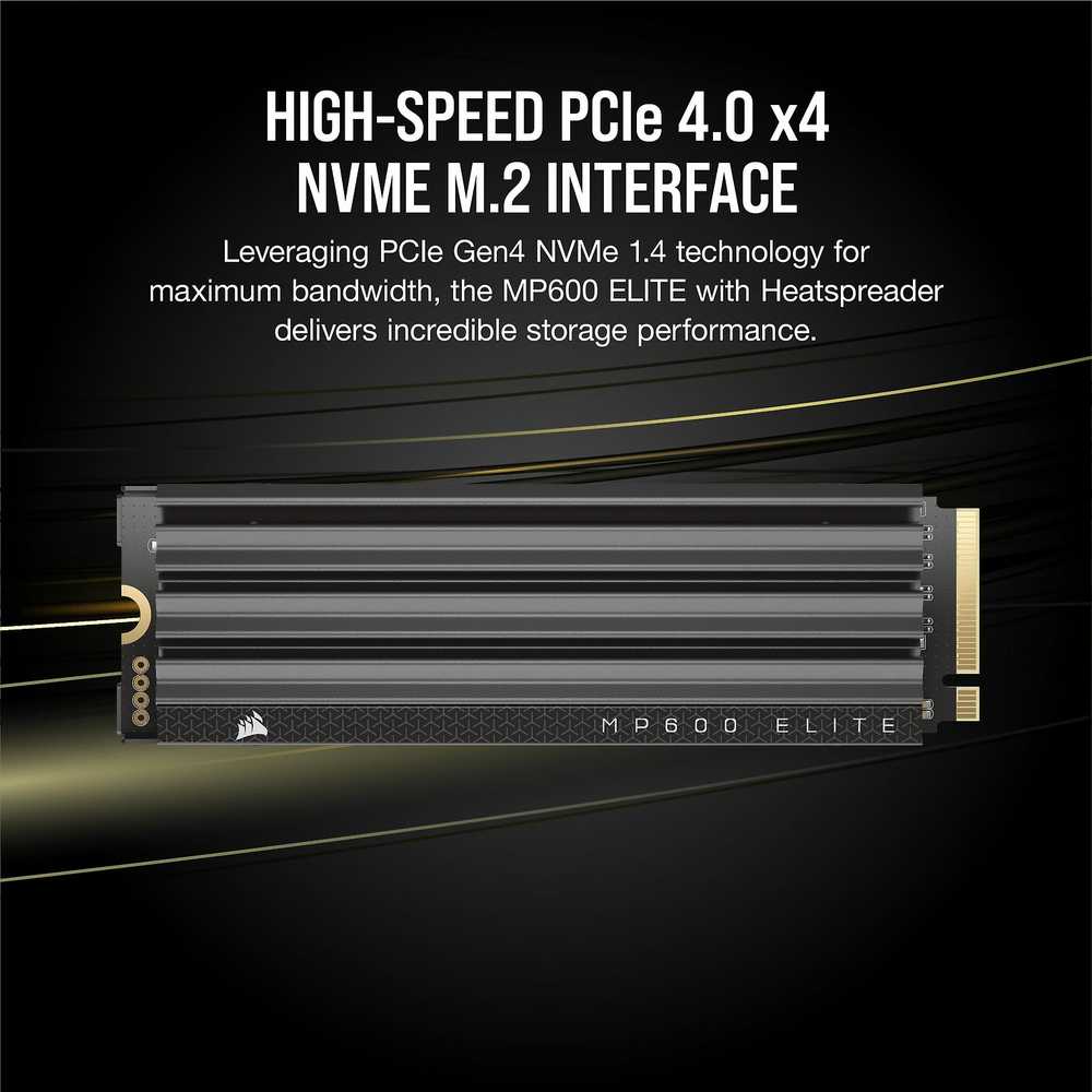 Corsair MP600 Elite NVMe SSD, PCIe 4.0 M.2 Typ 2280 - 1 TB mit Kühlkörper