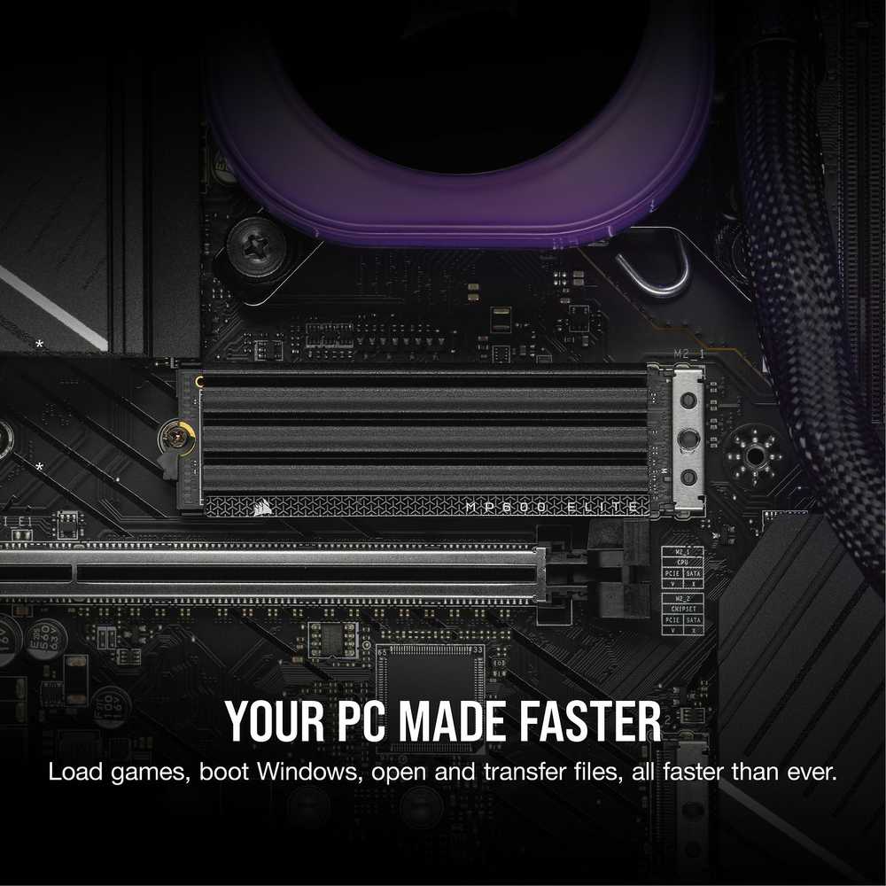 Corsair MP600 Elite NVMe SSD, PCIe 4.0 M.2 Typ 2280 - 1 TB mit Kühlkörper
