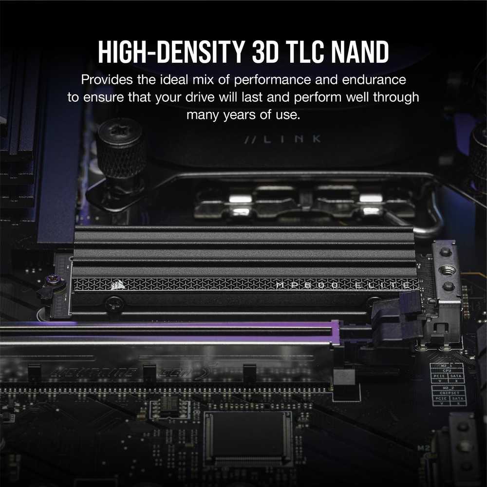 Corsair MP600 Elite NVMe SSD, PCIe 4.0 M.2 Typ 2280 - 1 TB mit Kühlkörper
