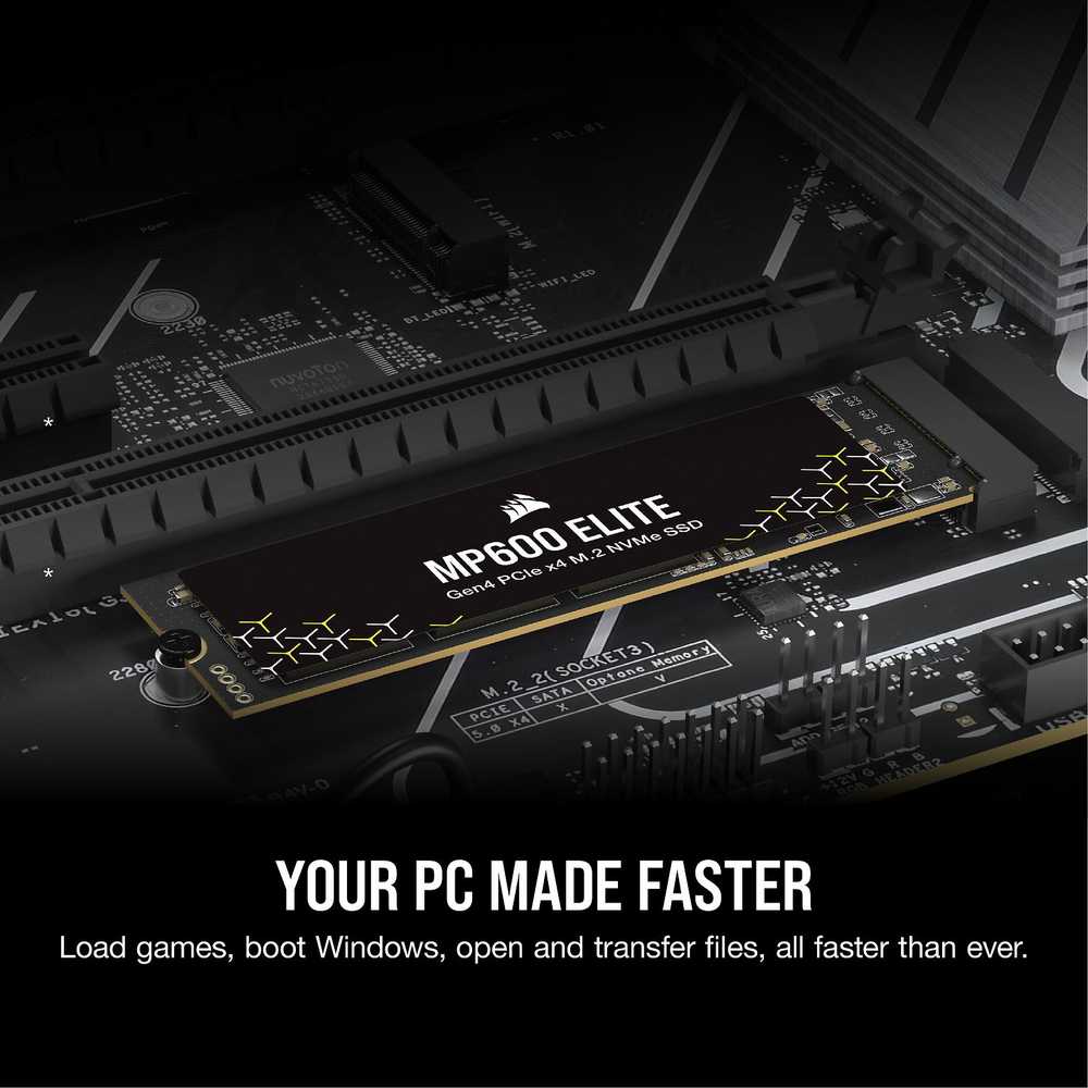M.2 1TB CORSAIR PCI-E NVMe Gen4 MP600 ELITE mažmeninė prekyba