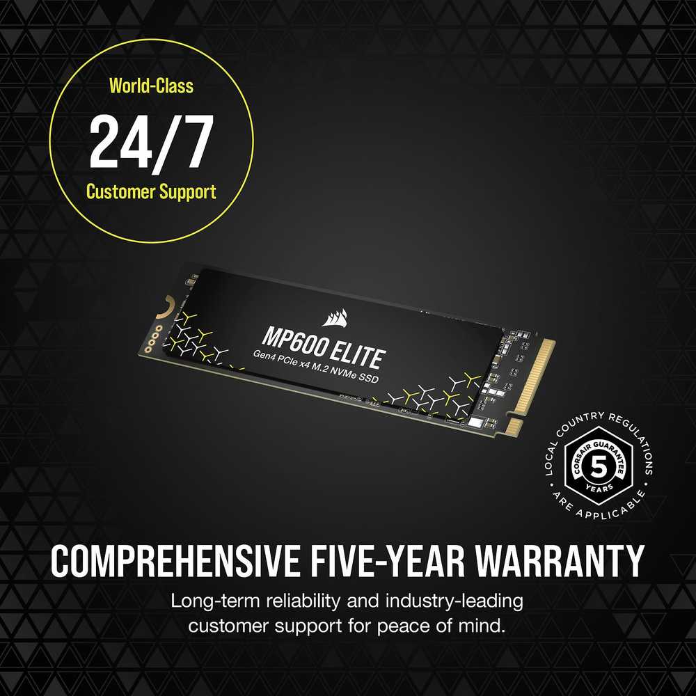 „Corsair MP600 Elite NVMe SSD“, PCIe 4.0 M.2 tipo 2280 – 2 TB