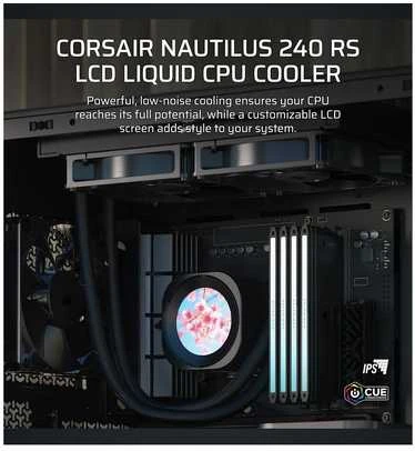 Corsair Nautilus 240 RS LCD su instaliuotu ekranu