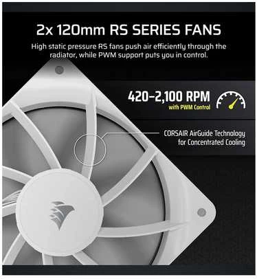 Corsair Nautilus RS 240 LCD ARGB „viskas viename“ „Vanduo“ aušinimas · 240 mm, baltas