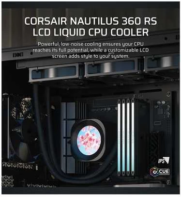 Corsair Nautilus RS 360 LCD ARGB Complete Vanduo Cooling – 360 mm, juodas