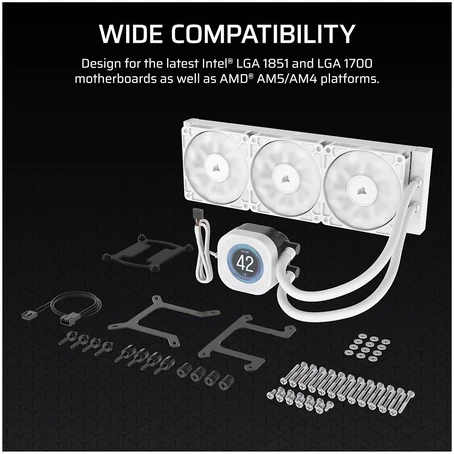 Corsair Nautilus RS 360 LCD ARGB „viskas viename“ „Vanduo Cooling“ – 360 mm, baltas