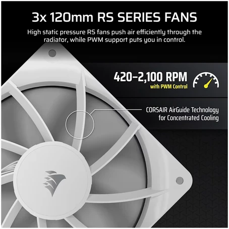 Corsair Nautilus RS 360 LCD ARGB „viskas viename“ „Vanduo Cooling“ – 360 mm, baltas