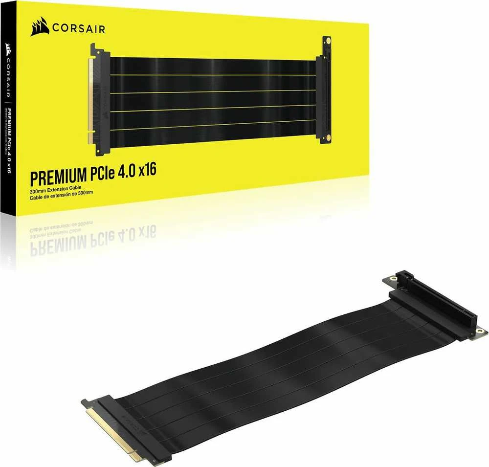 Corsair Premium PCIe 4.0 X16 Extension Cable, 300mm (CC-9310001-WW)