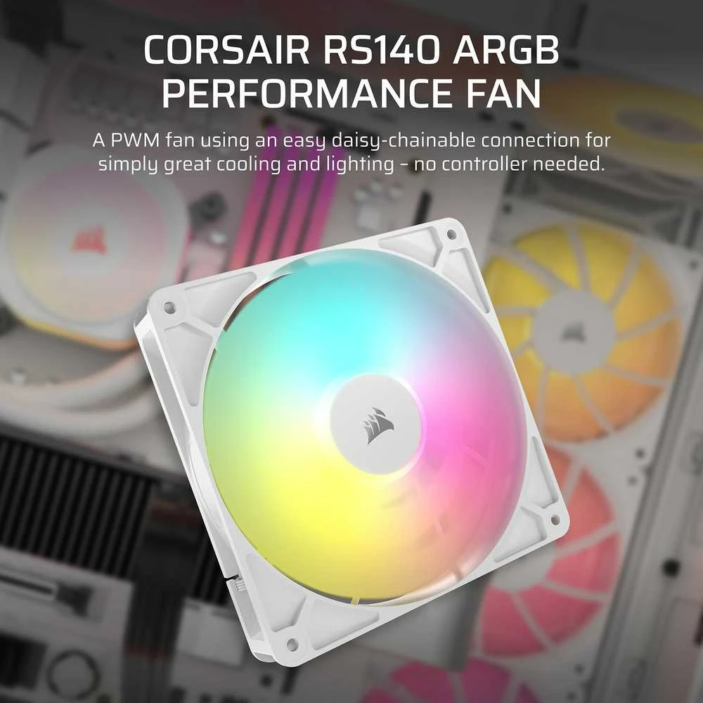 Corsair RS ARGB PWM Fan – 140 mm, baltas